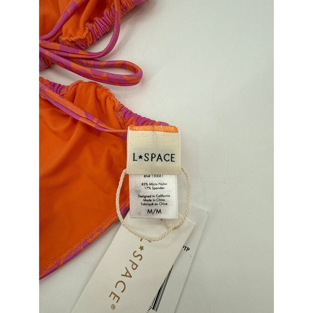 L Space Aspen Top Bikini Triangle Swimwear Medium Orange/Pink - Picture 5 of 6